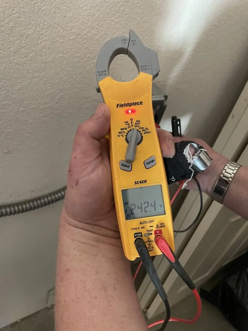 Voltage testing with clamp meter during Hot Tub / Pool Electrical Wiring in Teaneck